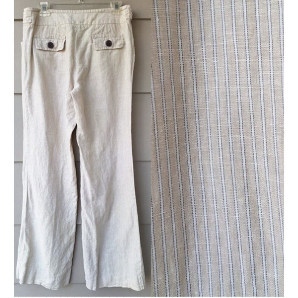 J. Crew x Baird McNutt Women Favorite Fit Linen Trousers Pants Cream White Sz 8